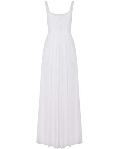 Alberta Ferretti Draped-detail Cotton Dress - White