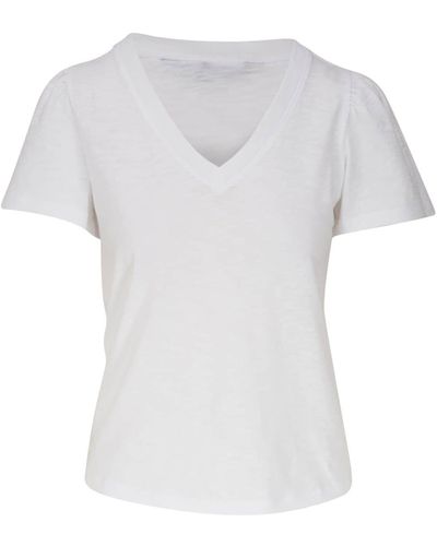 Veronica Beard V-neck Cotton T-shirt - White