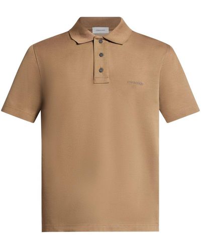 Ferragamo Cotton Polo Shirt - Natural
