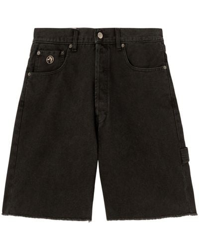 Ambush Jeans-Shorts mit offenem Saum - Schwarz
