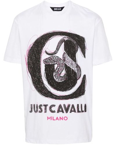 Just Cavalli T-shirt Met Logoprint - Wit