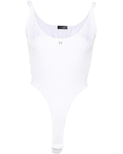 Mugler Ribbed Tank Bodysuit - Women's - Viscose/polyamide/spandex/elastane/cottonspandex/elastane - White