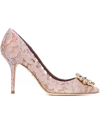 Dolce & Gabbana Zapatos de tacón de encaje con apliques - Rosa