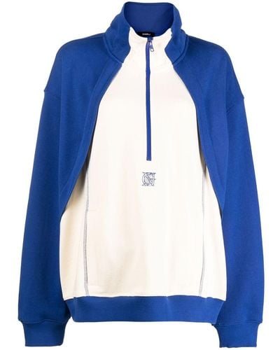 Goen.J Contrast-paneled Half-zip Sweatshirt - Blue
