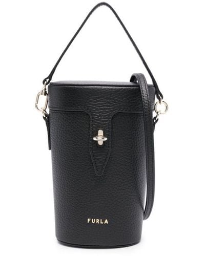 Furla Logo-print Leather Tote Bag - Black