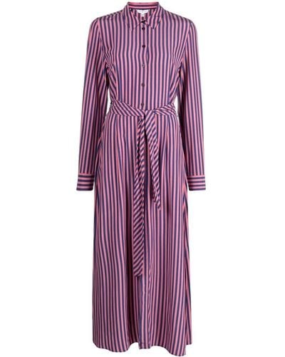 Tommy Hilfiger Long Stripe-print Shirt Dress - Purple
