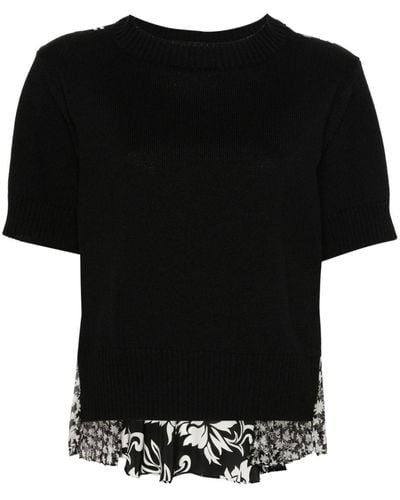 Sacai Top con inserti - Nero