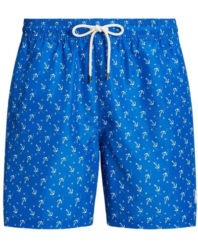 Polo Ralph Lauren Anchor-Print Swim Shorts - Blue