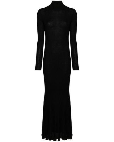 Balenciaga Kasjmier Geribbelde Maxi-jurk - Zwart