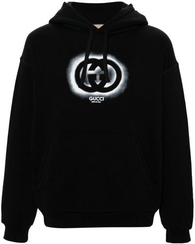 Gucci Logo-print Drawstring Cotton-jersey Hoody - Black