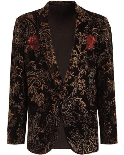Etro Sequinned Floral Single-breasted Blazer - Black