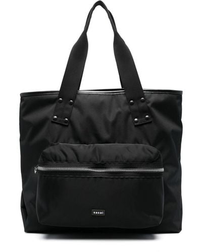 Sacai Große Handtasche mit Reißverschluss - Schwarz