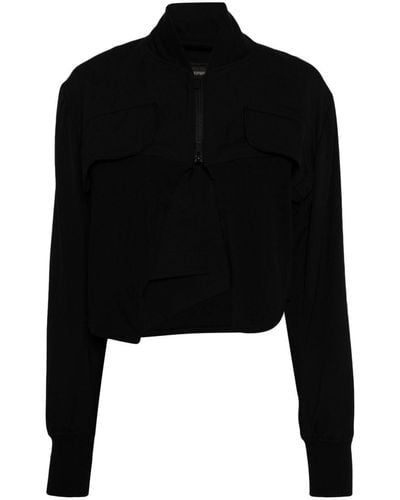 Yohji Yamamoto Layered cropped bomber jacket - Schwarz