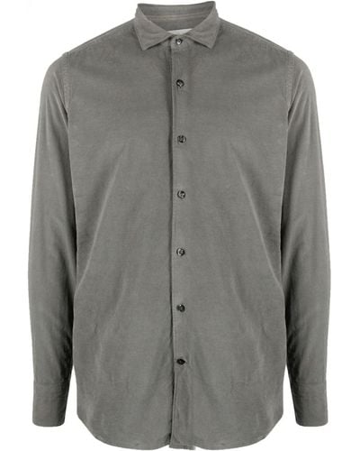 Tintoria Mattei 954 Button-up Spread-collar Shirt - Grey