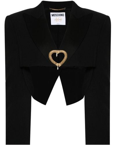 Moschino Heart-motif Cropped Blazer - Black