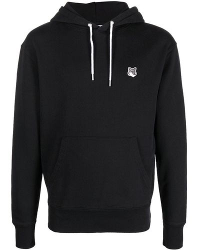 Maison Kitsuné Hoodie en coton à logo brodé - Noir