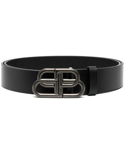 Balenciaga Bb Leather Belt - Black