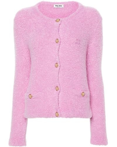 Miu Miu Bouclé Cashmere-blend Cardigan - Pink