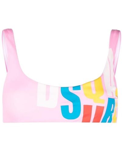 DSquared² Top bikini con stampa - Blu