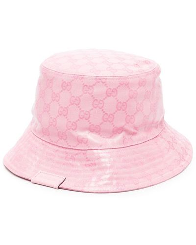 Gucci Cappello bucket con logo goffrato - Rosa