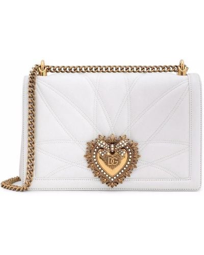 Dolce & Gabbana Grand sac à bandoulière Devotion en cuir - Blanc