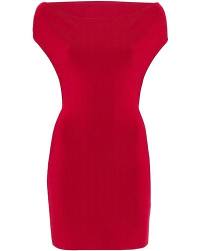 Jacquemus Off-The-Shoulder Knit Dress - Red
