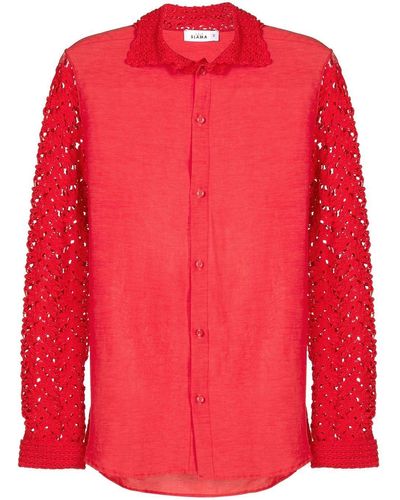 Amir Slama Floral-lace Detail Shirt - Red