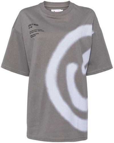 Izzue T-shirt en coton à imprimé Smiley - Gris
