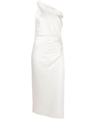 Michelle Mason Robe asymétrique à fronces - Blanc