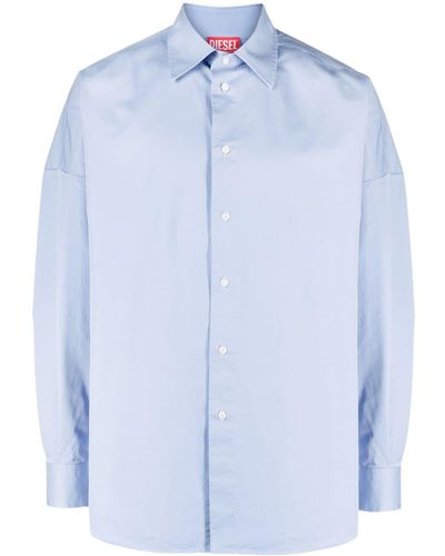 DIESEL Chemise à logo en coton - Bleu