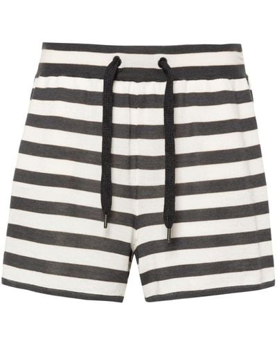 Brunello Cucinelli Striped Knitted Shorts - Natural