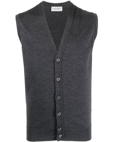 John Smedley V-neck Knit Vest - Grey