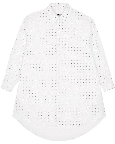 MM6 by Maison Martin Margiela Polka Dot-print Cotton Shirt Dress - White