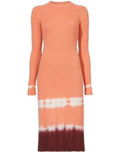 Proenza Schouler Dip-dye Ribbed-knit Dress - Orange