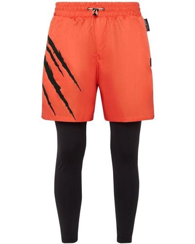 Philipp Plein Shorts sportivi con stampa - Arancione