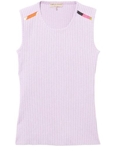 Emilio Pucci Ribbed-knit Sleeveless Vest - Purple