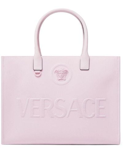 Versace La Medusa Leather Tote Bag - Pink