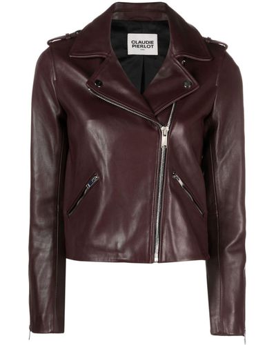 Claudie Pierlot Zip-up Leather Biker Jacket - Brown