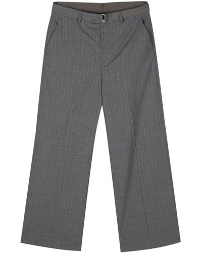 Sacai Pinstripe Wide-leg Trousers - Grey