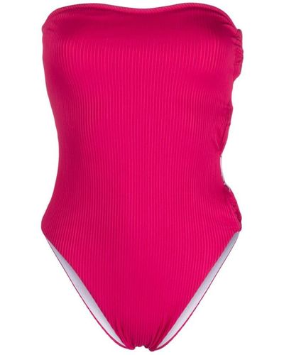 Alexandra Miro Rosa Ring-detail Ribbed Swimsuit - Pink