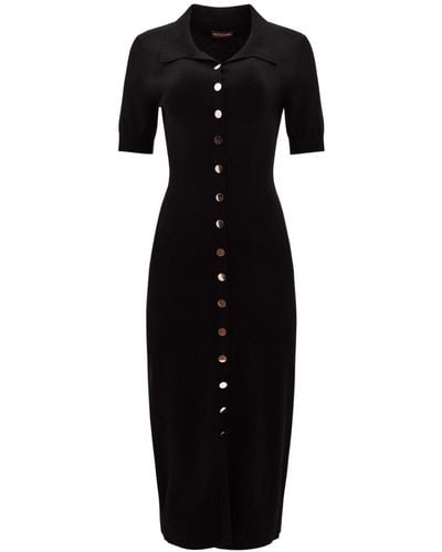 Altuzarra Midi-jurk Met Korte Mouwen - Zwart