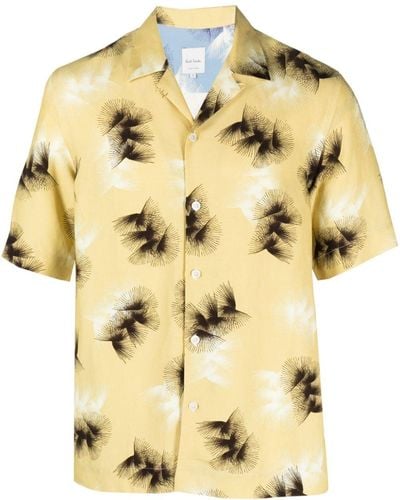 Paul Smith Abstract-print Camp-collar Shirt - Natural