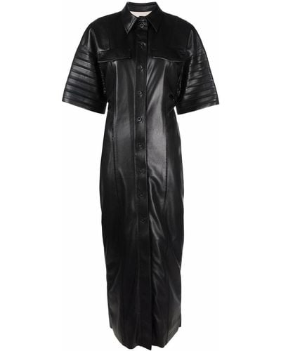 Nanushka Faux-leather Fitted Shirt Dress - Black
