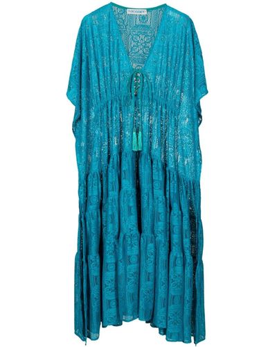 Olympiah Santorini Lace-embroidered Midi Dress - Blue