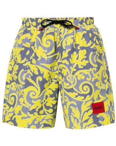 BOSS Paisley-print Swim Shorts - Yellow