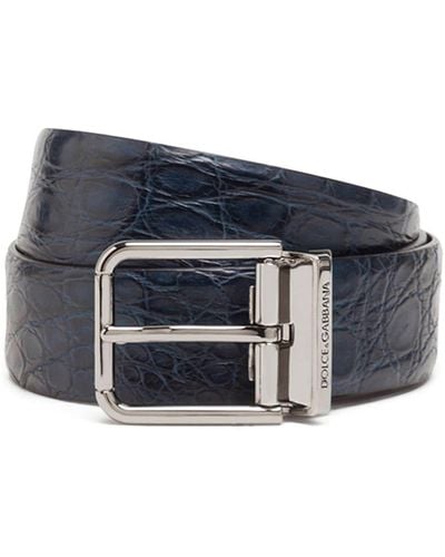 Dolce & Gabbana Cinturón con hebilla y logo grabado - Azul