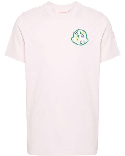 Moncler T-shirt en coton à logo imprimé - Rose
