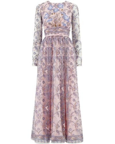 Giambattista Valli Robe en tulle Popping Paisley à broderies - Violet