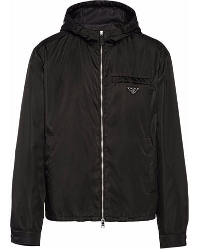 Prada Re-nylon Hooded Blouson Jacket - Black