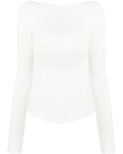 Low Classic Cut-out Detail Long-sleeve Top - White